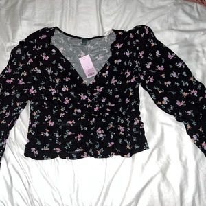 Wild fable womens shirt floral black